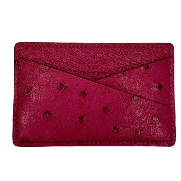 Louis Vuitton Handbags - Louis Vuitton Ostrich Cardholder Magenta red/pink exotic card case wallet LV